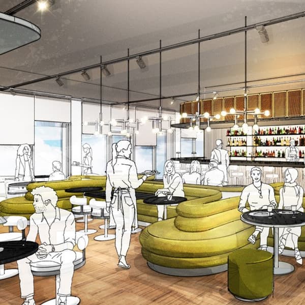 En skiss över en rastaurang