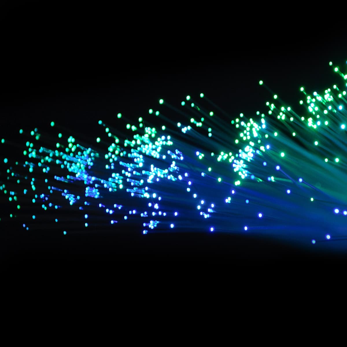 En massa lampor som är i mörkret.