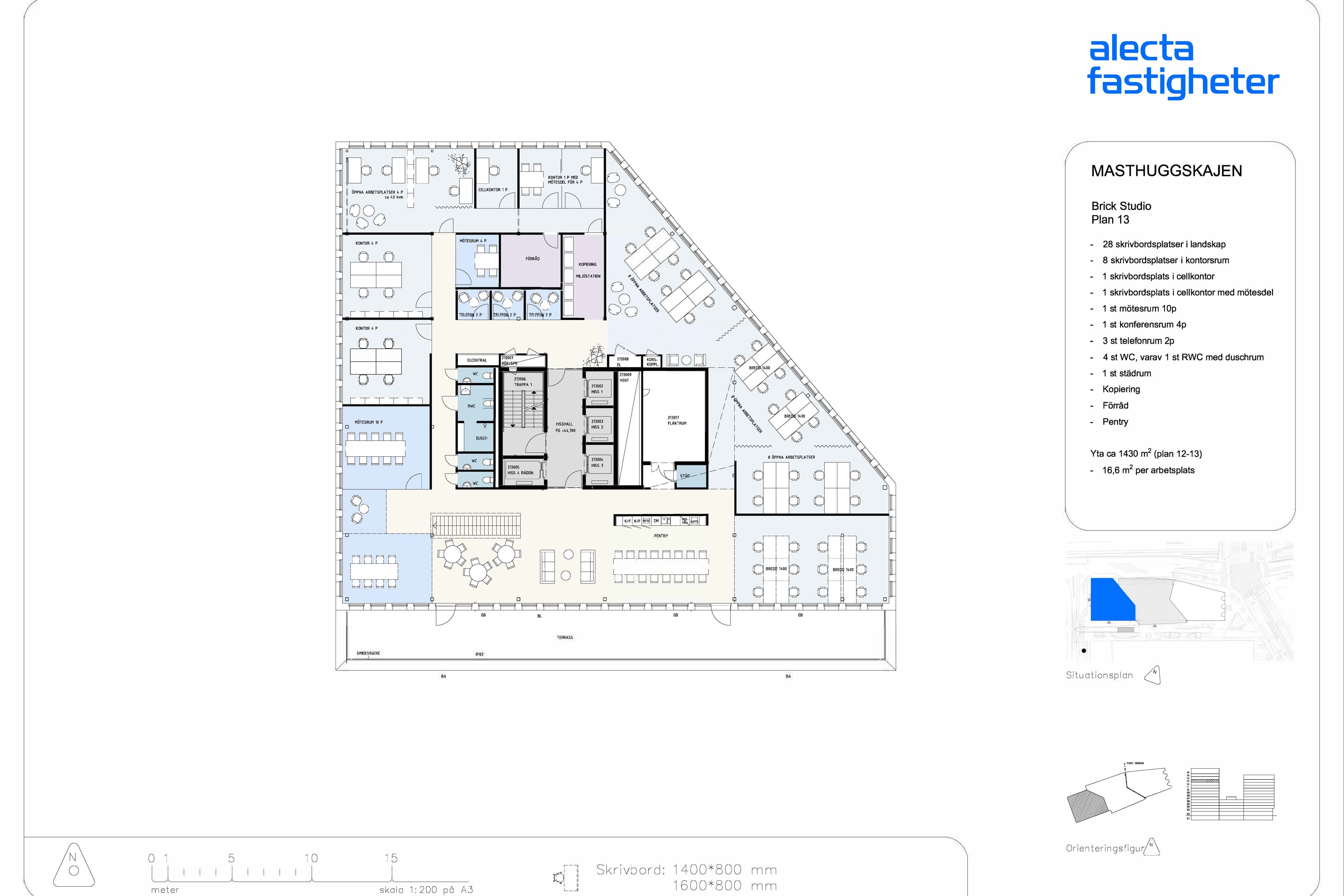 En planritning av en byggnad med flera våningar.