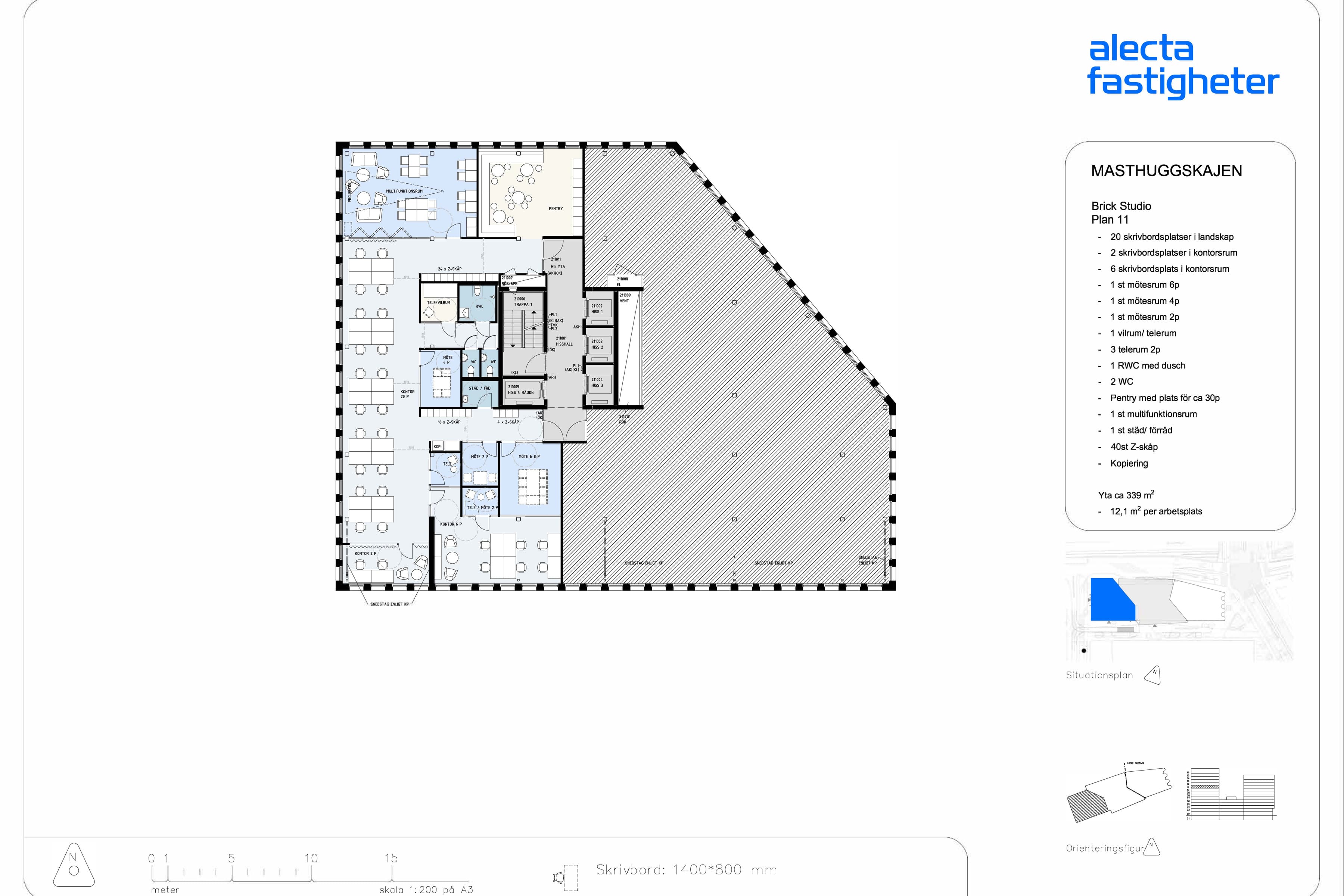 En planritning av en byggnad med kök och vardagsrum.