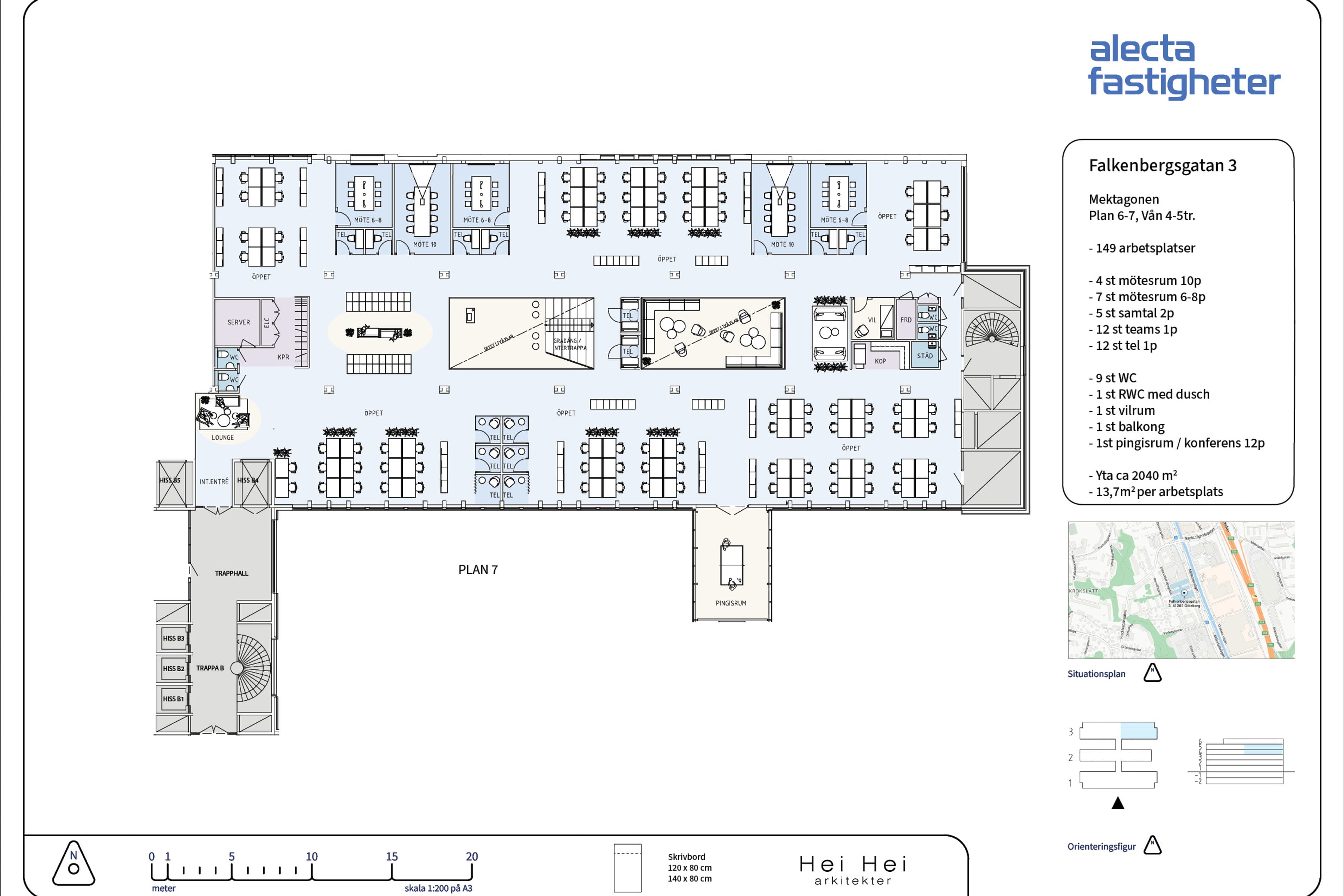 Planritningen för en restaurang.