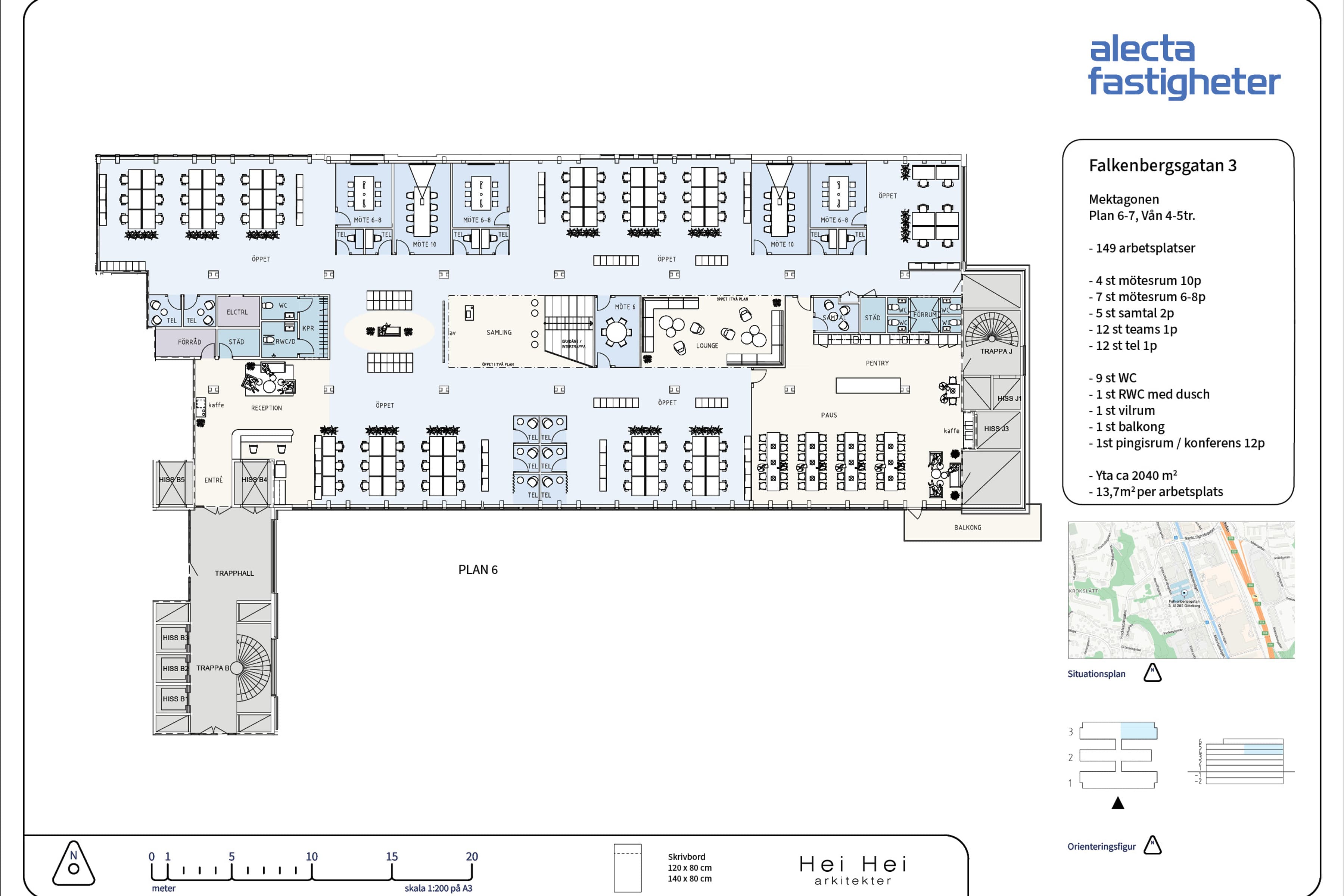 Planritningen för en restaurang.